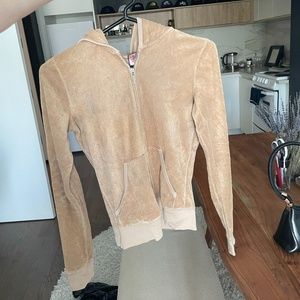 Juicy Couture Nude Beige Cream Terry Cloth Zip up Y2K